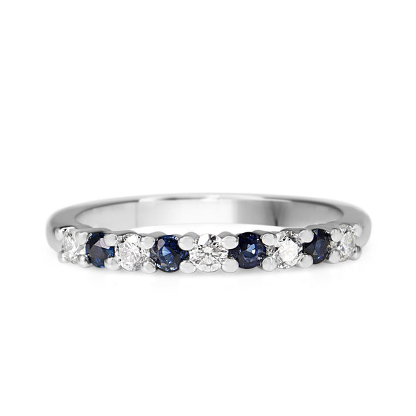 18ct White Gold Sapphire and Diamond Band Ring