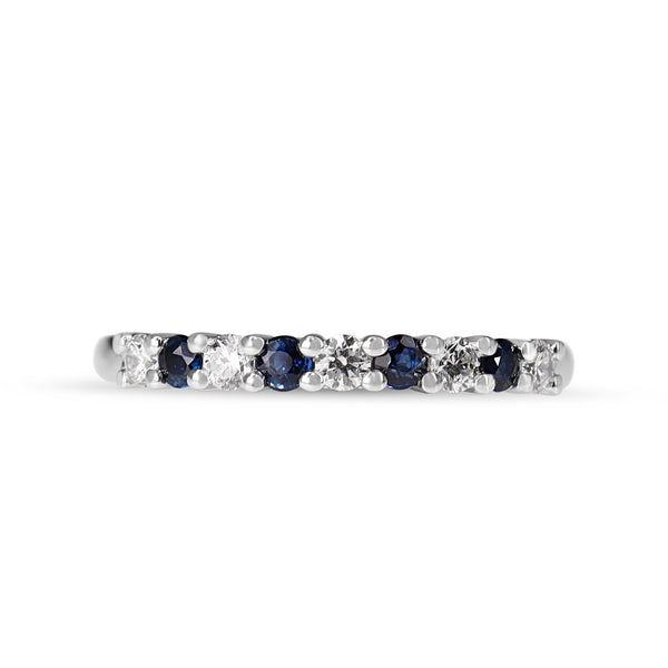 18ct White Gold Sapphire and Diamond Band Ring