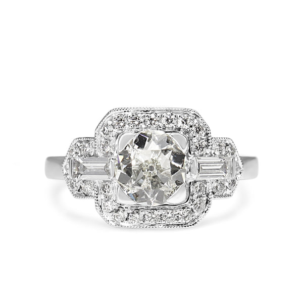 Platinum Art Deco Style Old Cut Diamond Ring