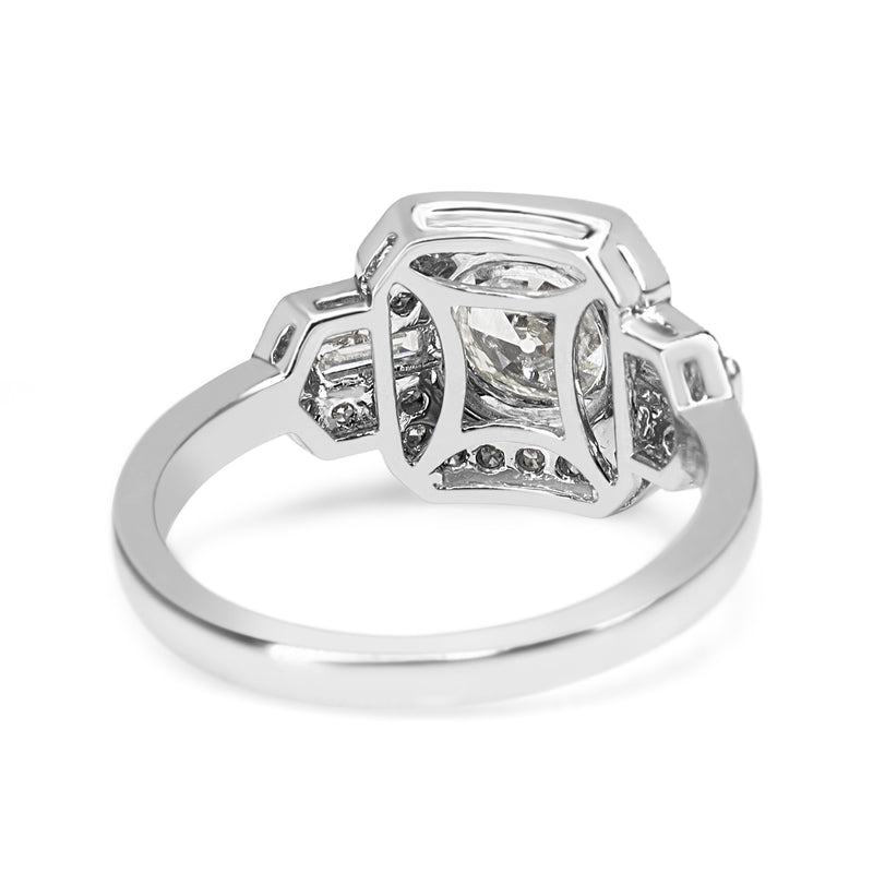 Platinum Art Deco Style Old Cut Diamond Ring