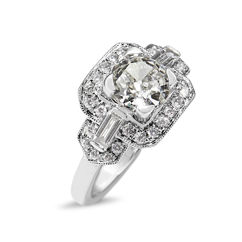 Platinum Art Deco Style Old Cut Diamond Ring