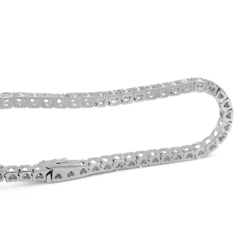 14ct White Gold Square Set Diamond Tennis Bracelet