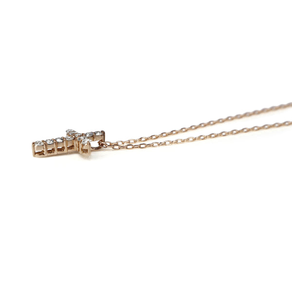 18ct Rose Gold Diamond Cross Necklace