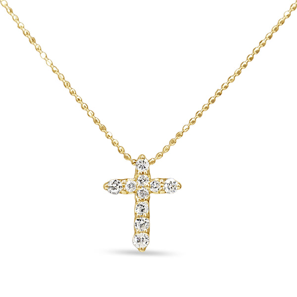 18ct Yellow Gold Diamond Cross Necklace