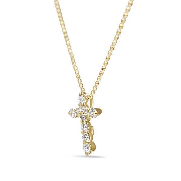 18ct Yellow Gold Diamond Cross Necklace