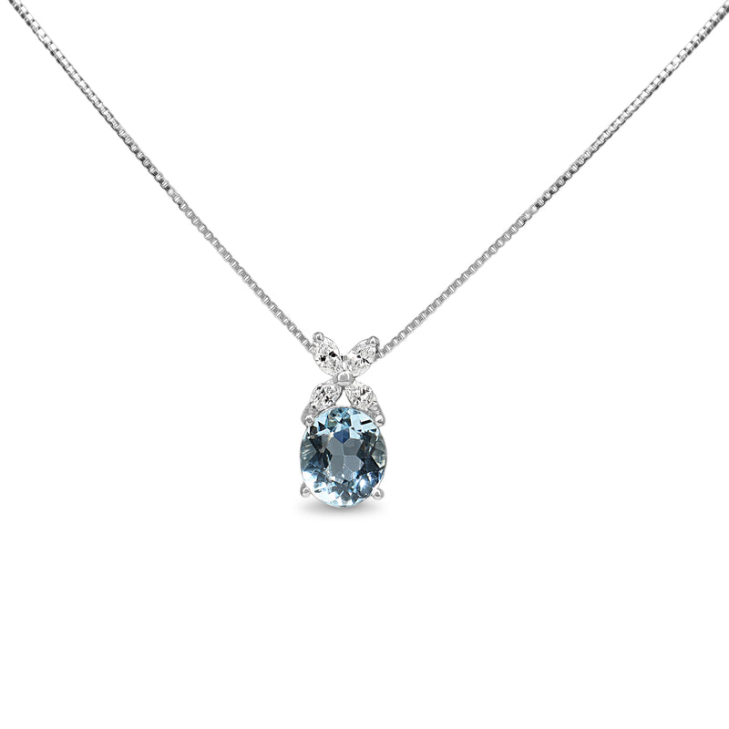 Platinum Aquamarine and Diamond Necklace