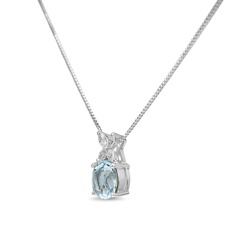 Platinum Aquamarine and Diamond Necklace