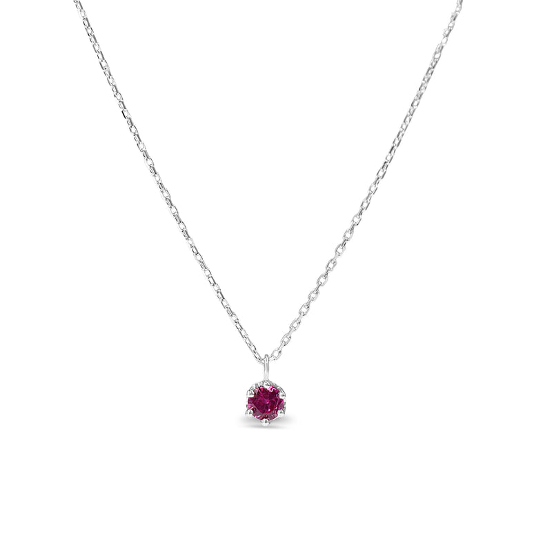 18ct White Gold Ruby Solitaire Necklace