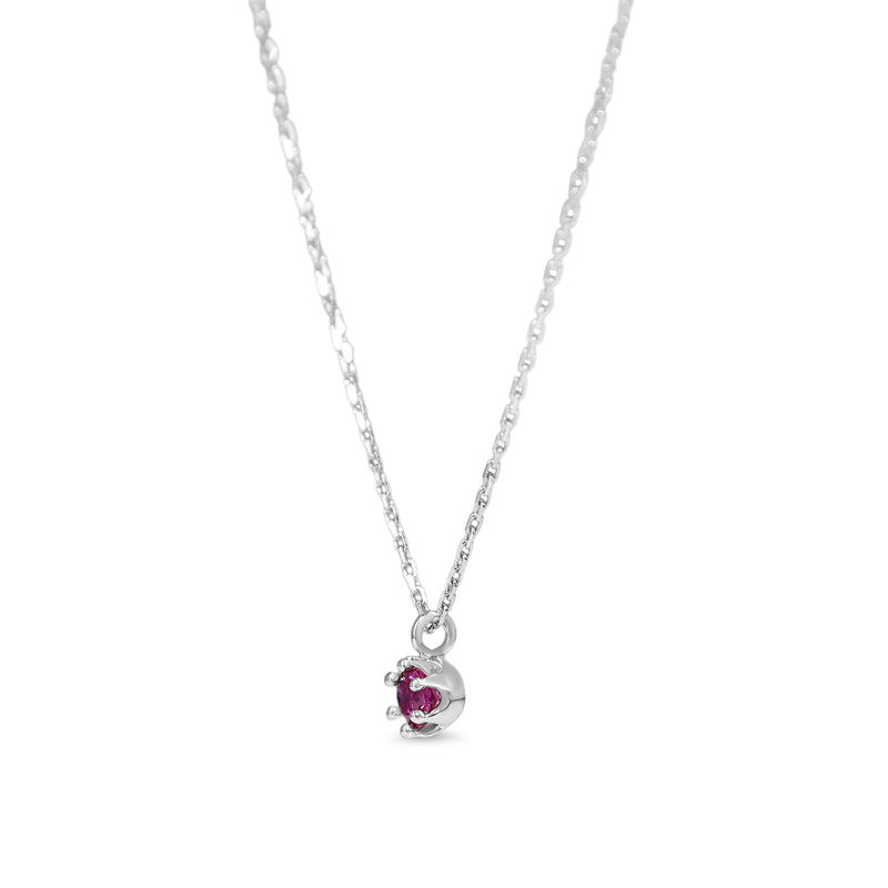 18ct White Gold Ruby Solitaire Necklace