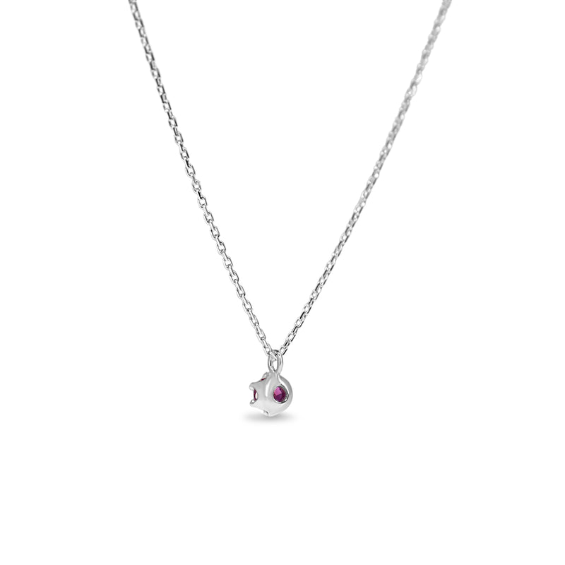 18ct White Gold Ruby Solitaire Necklace