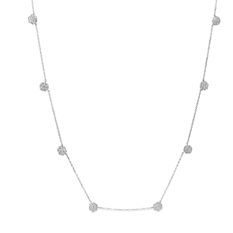 Platinum Diamond Cluster Chain Necklace