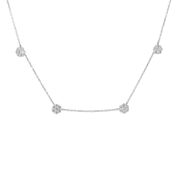 Platinum Diamond Cluster Chain Necklace