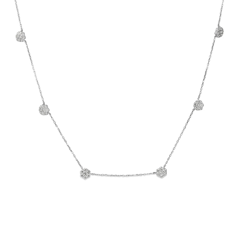 Platinum Diamond Cluster Chain Necklace