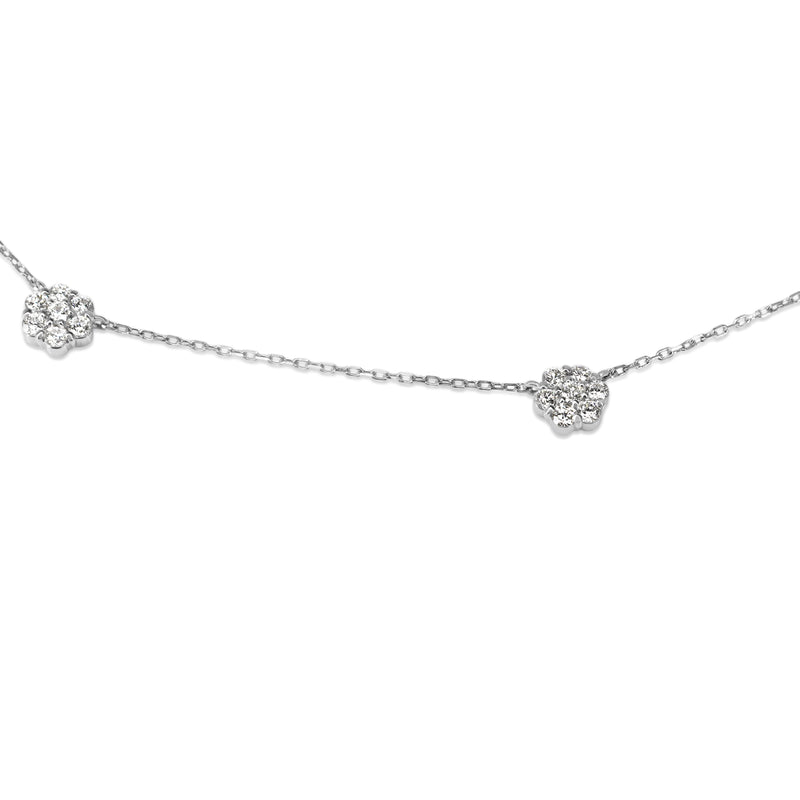 Platinum Diamond Cluster Chain Necklace