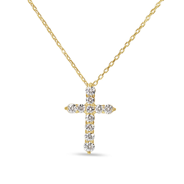 18ct Yellow Gold Diamond Cross Necklace