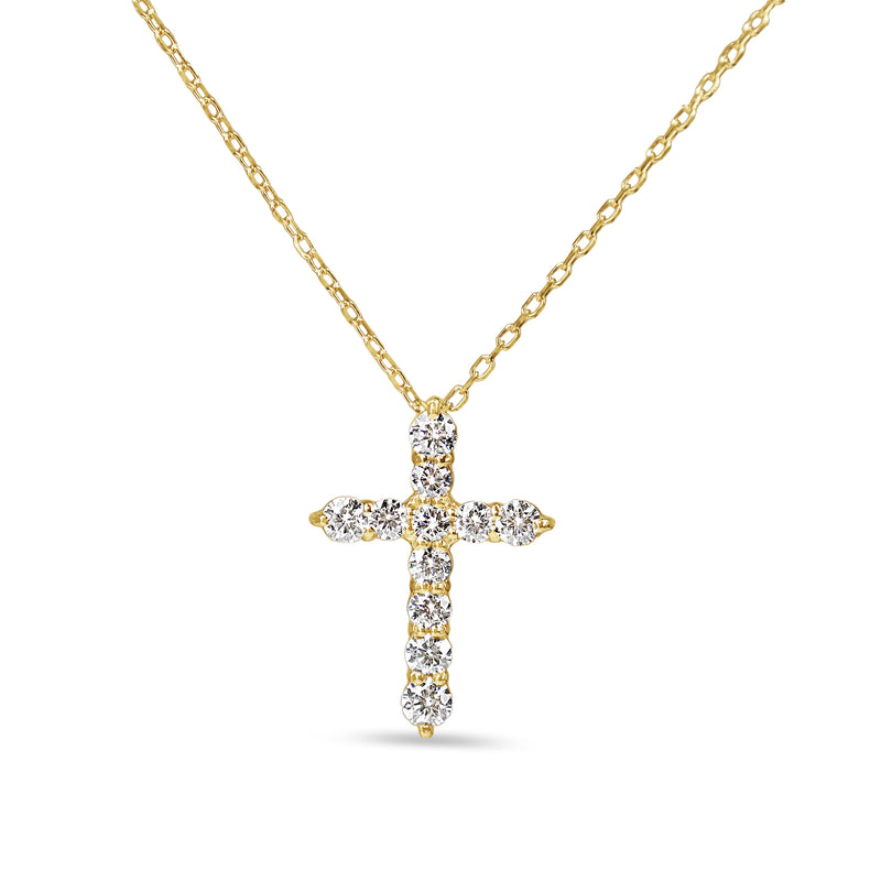 18ct Yellow Gold Diamond Cross Necklace