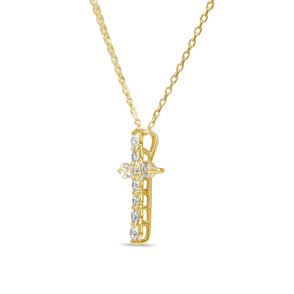 18ct Yellow Gold Diamond Cross Necklace