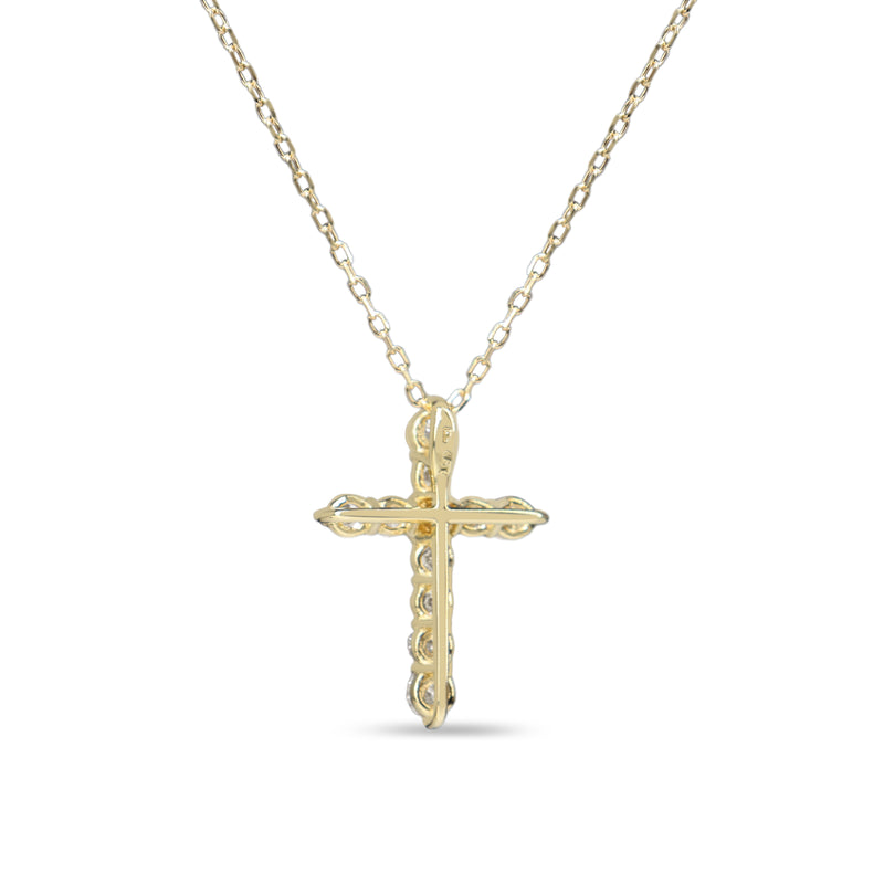 18ct Yellow Gold Diamond Cross Necklace