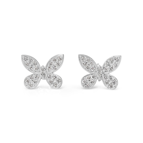 18ct White Gold Butterfly Diamond Earrings