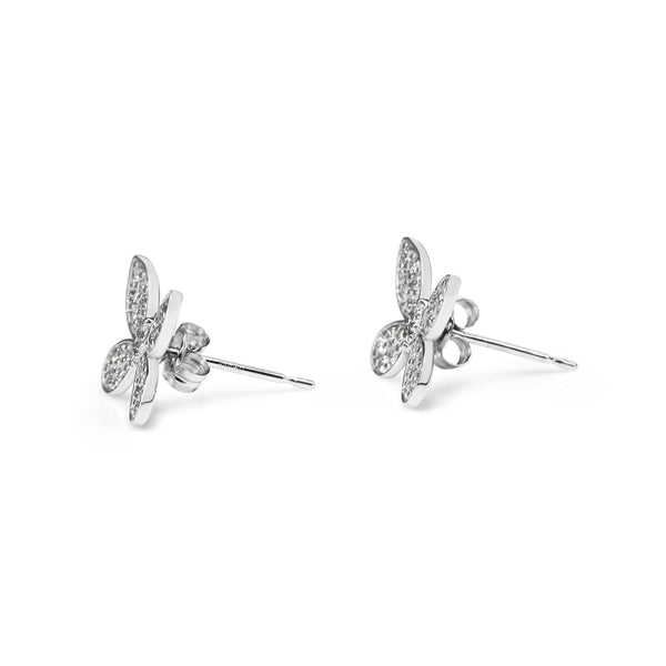 18ct White Gold Butterfly Diamond Earrings