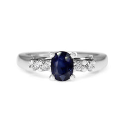 Platinum Sapphire and Diamond 5 Stone Ring