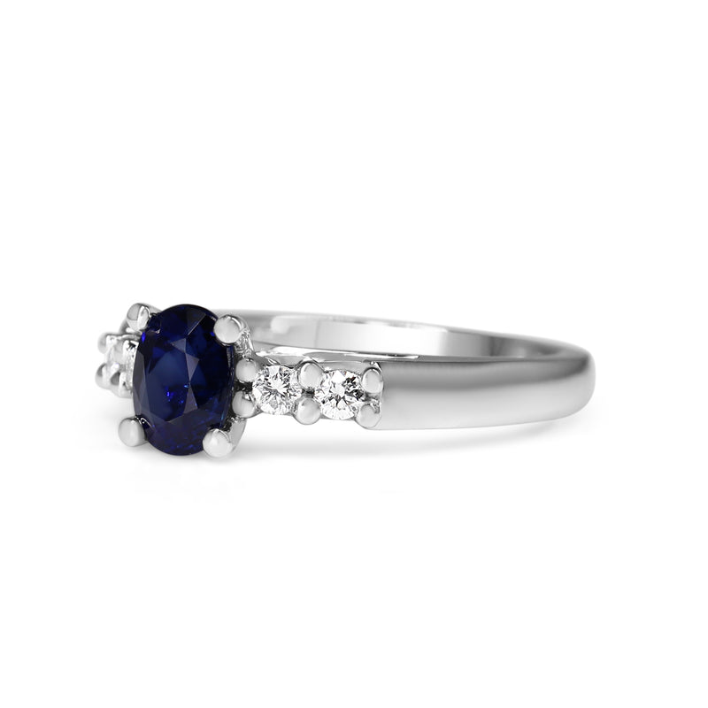 Platinum Sapphire and Diamond 5 Stone Ring