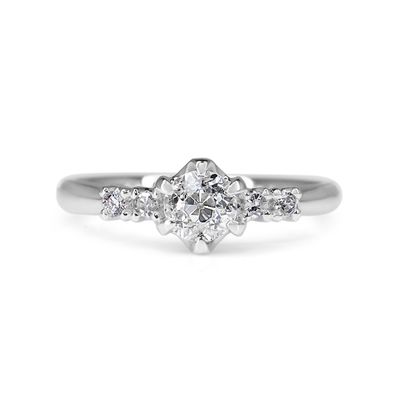 Platinum Old Cut 5 Stone Diamond Ring