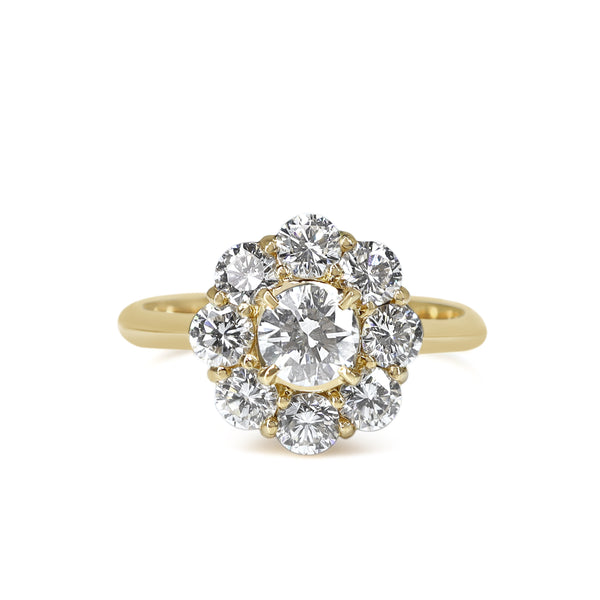 18ct Yellow Gold Diamond Daisy Ring