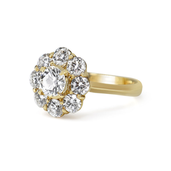 18ct Yellow Gold Diamond Daisy Ring