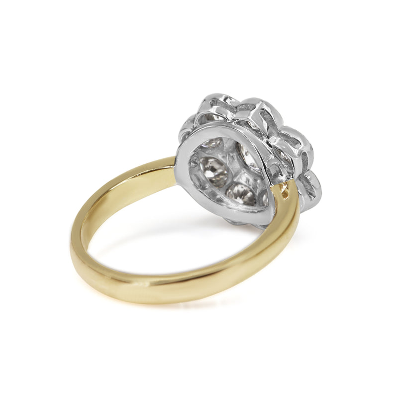 18ct Yellow and White Gold Daisy Diamond Ring