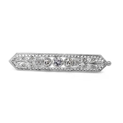 18ct White Gold Art Deco Old Cut Diamond Brooch