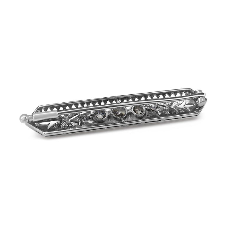 18ct White Gold Art Deco Old Cut Diamond Brooch