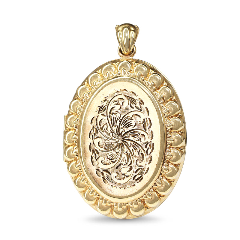 9ct Yellow Gold Large Etched Locket