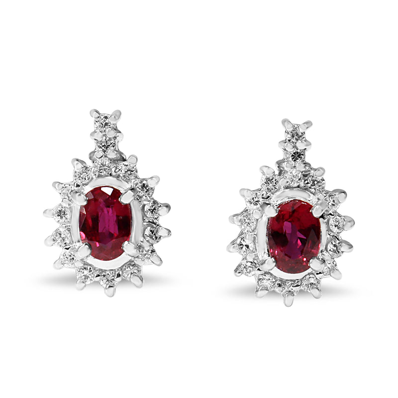 Platinum Ruby and Diamond Stud Earrings