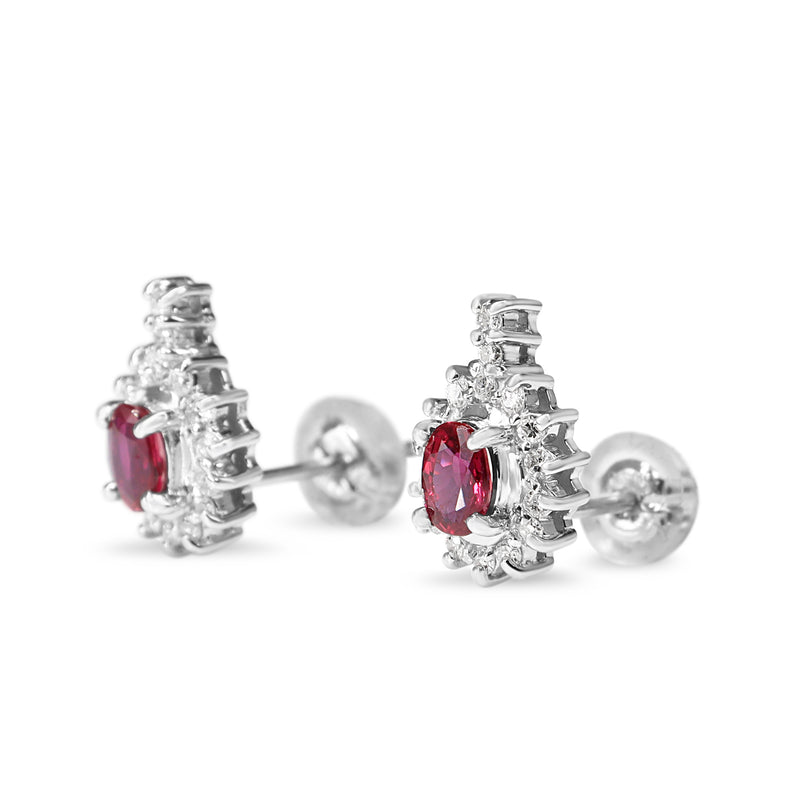 Platinum Ruby and Diamond Stud Earrings