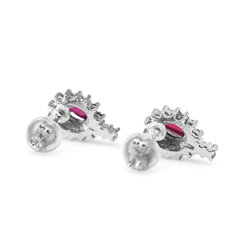 Platinum Ruby and Diamond Stud Earrings