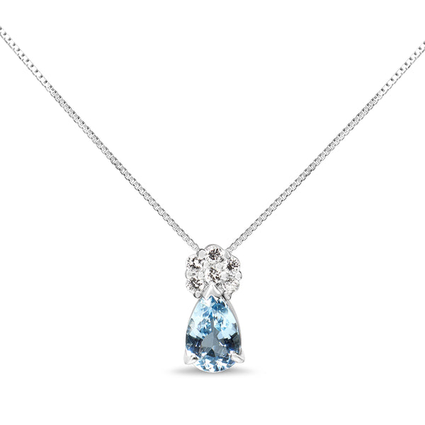 Platinum Aquamarine and Diamond Necklace