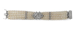 14ct White Gold Diamond and Cultured Pearl Bracelet