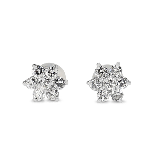 Platinum Diamond Cluster Stud Earrings