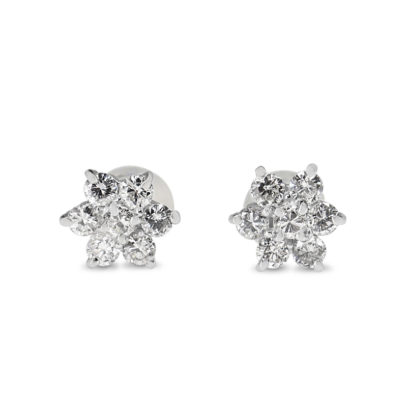 Platinum Diamond Cluster Stud Earrings