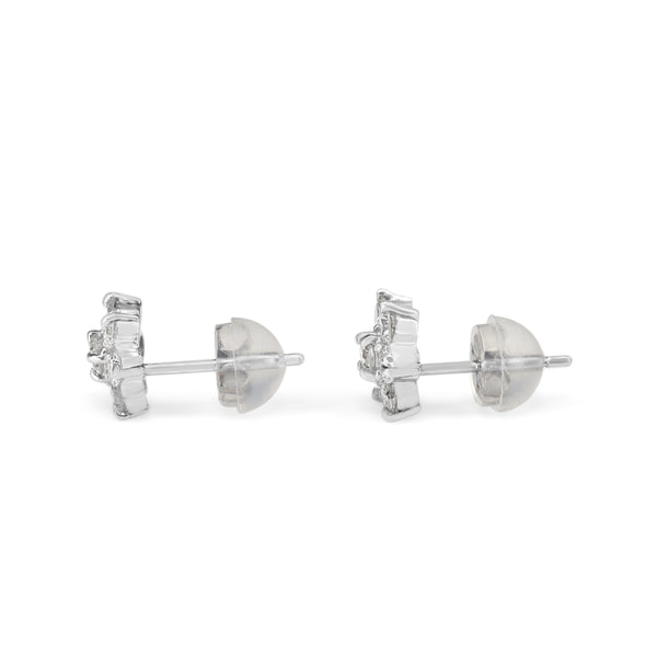 Platinum Diamond Cluster Stud Earrings