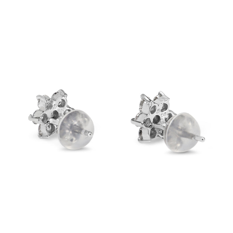 Platinum Diamond Cluster Stud Earrings