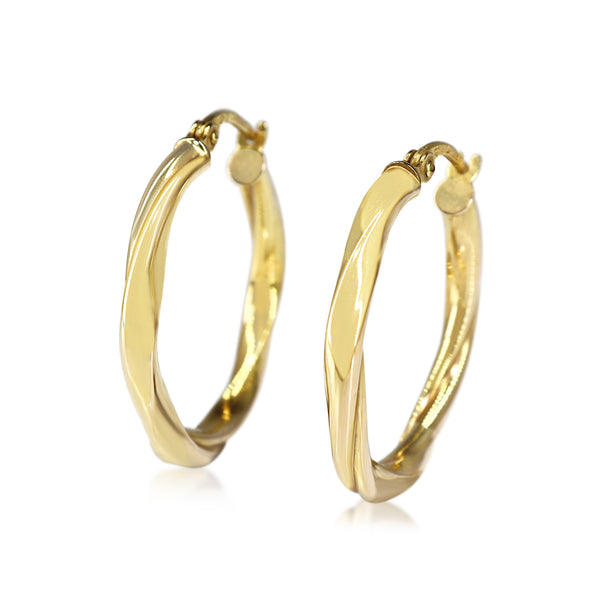 9ct Yellow Gold Twist Hoop Earrings