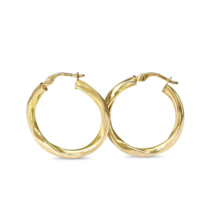 9ct Yellow Gold Twist Hoop Earrings