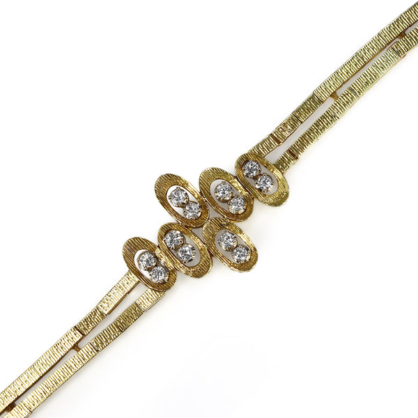 18ct Yellow Gold Fancy Link Diamond Bracelet