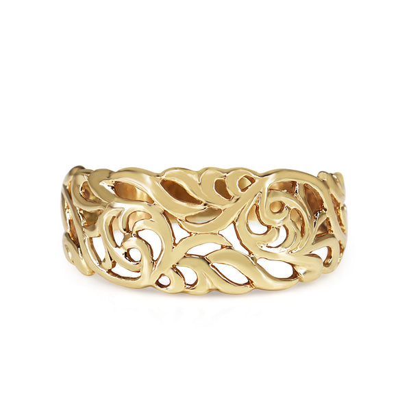 9ct Yellow Gold Pierced Out Swirl Ring