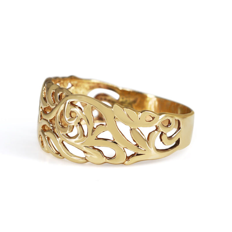 9ct Yellow Gold Pierced Out Swirl Ring