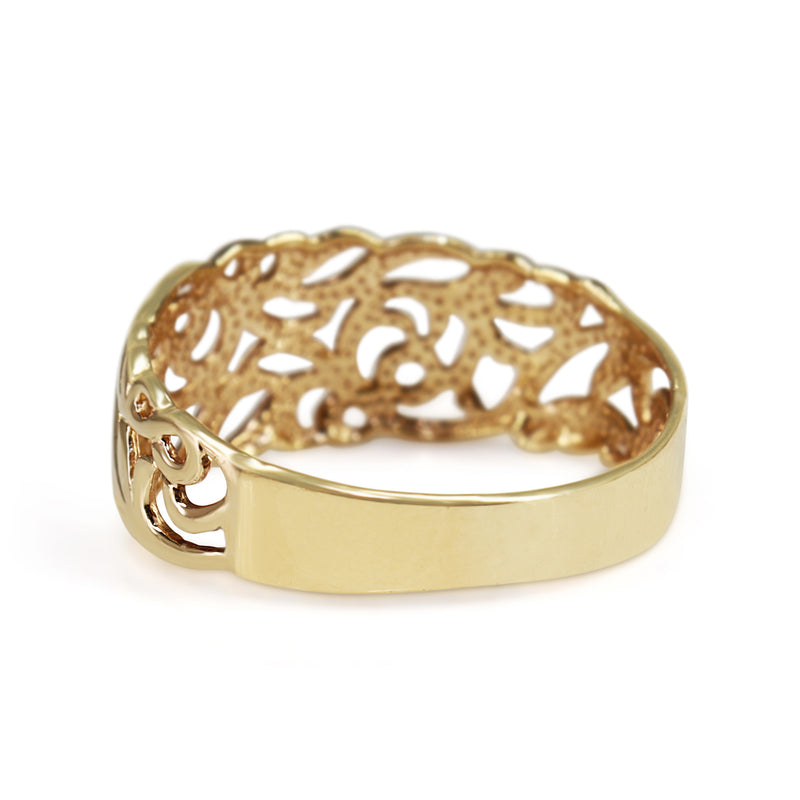 9ct Yellow Gold Pierced Out Swirl Ring