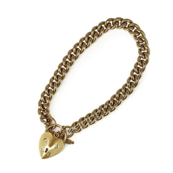 9ct Yellow Gold Solid Curb Link Bracelet with Padlock Clasp