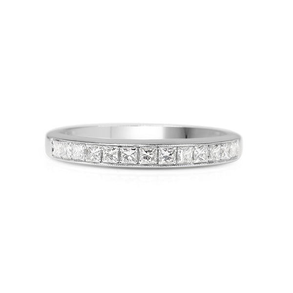 18ct White Gold Princess Cut Diamond Band Ring